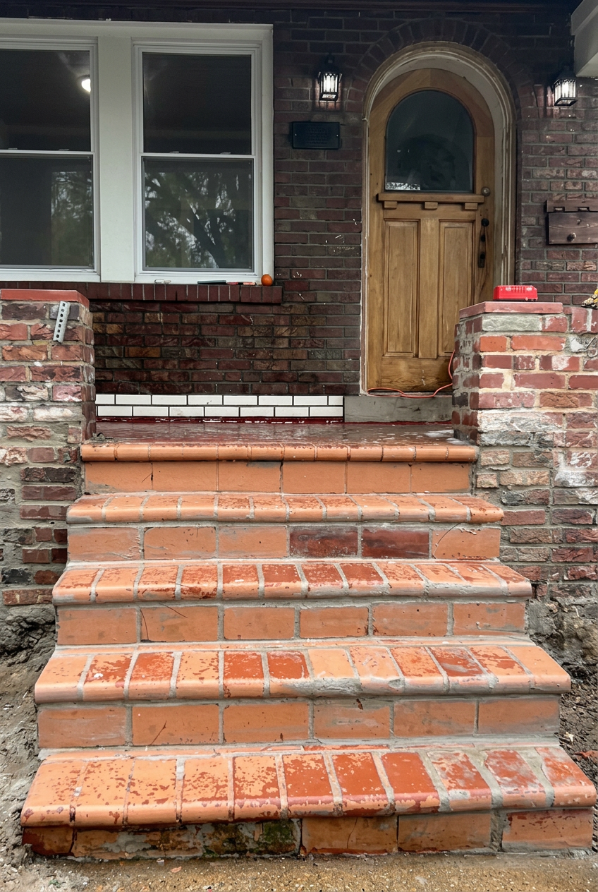 Brick Front Steps — Rebuilt — after