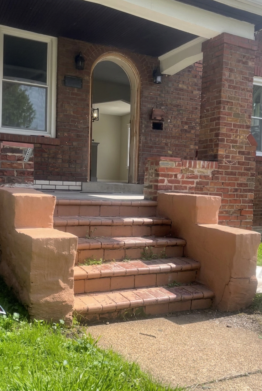 Brick Front Steps — Rebuilt — before